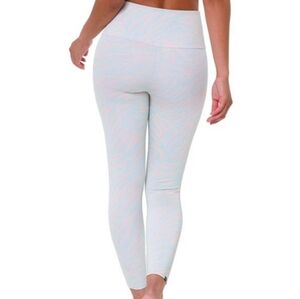 Onzie High Rise Shiny Light Mint and Pink Zebra Print Leggings Women's Size S/M